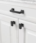 10 Pack 1.4 Inch 35mm Matte Black Cabinet Knobs for Kitchen Cabinets and Dressers, Zinc Alloy Drawer Hardware installed on white cabinets