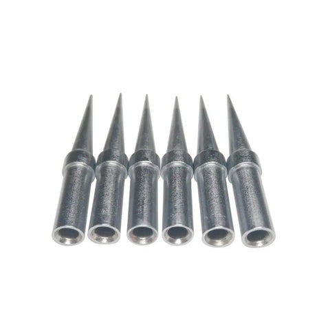 Six-Piece Replacement Tips For ET Soldering Iron, 0.02 Inch Conical Tips Pack, Pro Grade Quality, Compatible With ET Series
