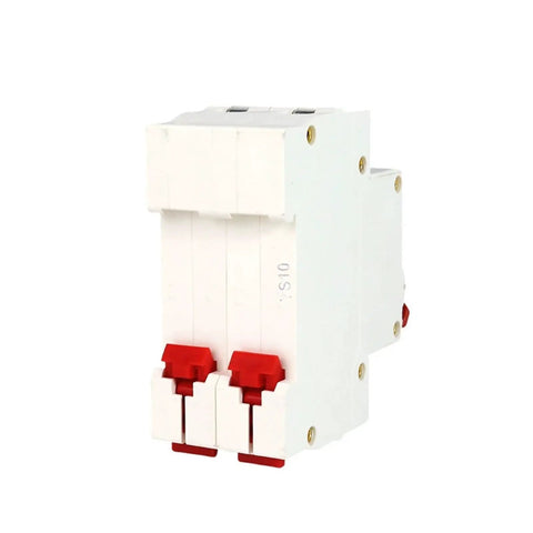Premium Heavy Duty Two Pole Dc Solar Circuit Breaker Built Like A Tank For Photovoltaic Arrays Up To 1000 Volts, white housing, two pole design.