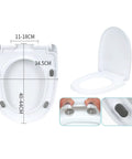 Premium Thickened V Shape Soft Close Toilet Seat Covers The Lid With Silent Damping Hinges And Grippy Rubber Bumpers with dimensions.