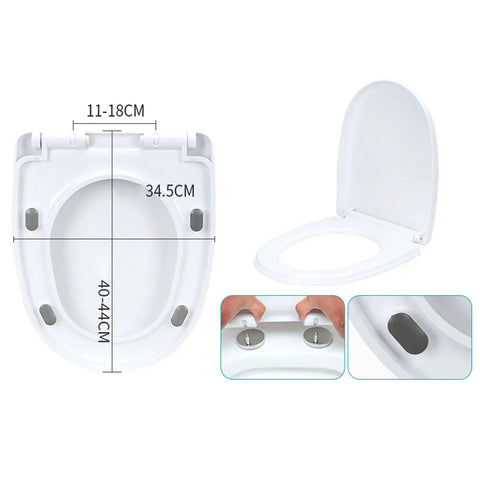 Premium Thickened V Shape Soft Close Toilet Seat Covers The Lid With Silent Damping Hinges And Grippy Rubber Bumpers with dimensions.