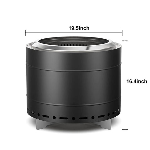 19.5 Inch Smokeless Fire Pit With Carry Bag, Stainless Steel Outdoor Wood Burning Bonfire Pit For Camping And Backyard