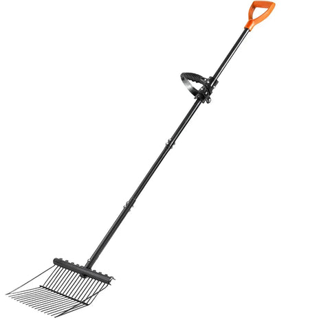 Heavy Duty Metal Horse Manure Fork With Long Steel Handle Built Tough Two Pack Poop Shovel Rake Hay Fork