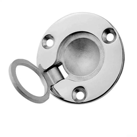 Stainless Steel Round Flush Ring Pull Handle 50mm Diameter For Cabinets Doors And More Chrome Finish Heavy Duty Marine Grade Hardware