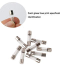 Close-up of Pro Car Fast Blow Glass Tube Fuse Kit Loadout With 100 Quick Blow Fuses 6x30mm 0.5A To 30A Range, showing individual fuses.