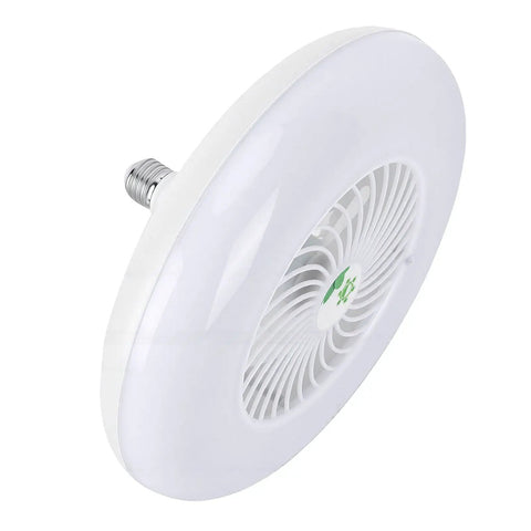 Hilitand E27 Ceiling Fan Light 4 in 1 Stepless Dimming LED Fan (Negative) showing white round design with fan blades.