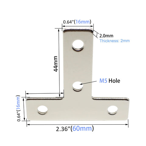 Aluminum T Slot Bracket Kit For 2020 Extrusion Profiles Includes 10 Brackets And 40 M5 Nuts And Bolts drop-in bracket with measurements