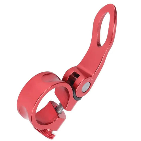 Red Aluminum Bike Seat Post Clamp Quick Release for 25.4mm Tubes, Universal Fit, Lightweight Alloy, No Tool Quick Release Lever