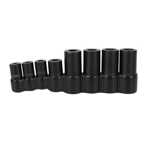 Get That 8-Piece Tap Socket Set Just Right For 1/4 And 3/8 Inch Drive Adapter Tools With Storage Rack To Fix Threads Like A Boss On Hard To Reach Spots Perfect Alloy Kit, black alloy steel sockets