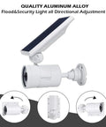 Solar Motion Sensor Flood Lights Outdoor 1400-Lumen 9W Equivalent Aluminum Security Spotlight White with adjustable angles.