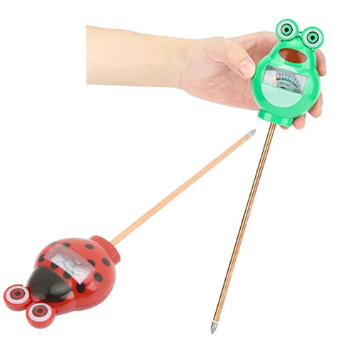 Two-Pack Indoor Outdoor Soil Moisture Meter With Frog And Ladybug Critters, 7-Inch Probe, Easy-Read Needle, Battery-Free Plant Care Tool