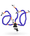 Adjustable Soldering Helping Hands Tool With 360 Degree Rotating Clips Bendable Metal Arms in blue with heat resistant clips