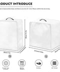 Diagram showing Cozy Flannel Coffee Maker Cover With Top Handle Keeps Your Coffee Station Dustproof And Waterproof Featuring A Decorative Coffee Pot Print Foldable And Lightweight Available In Two Sizes S And M, with measurements.
