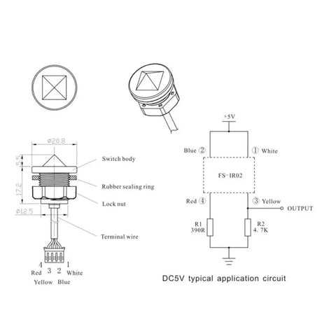 Diagram of Infrared Optical Water Level Sensor For Stainless Steel Tank, Wired Liquid Level Detector With High Precision