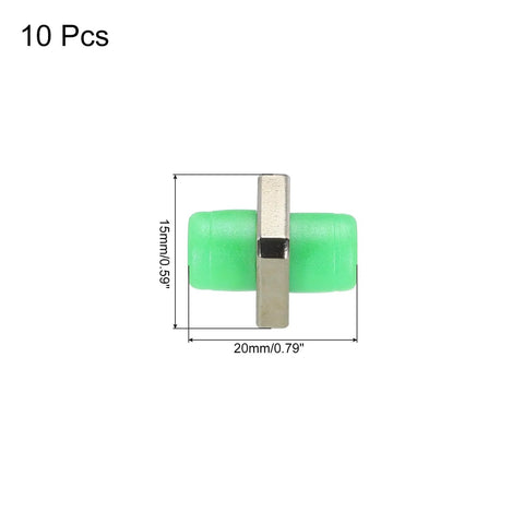 Fiber Optic Coupler FC To FC/APC Square Flange Single Mode Simplex Adapter 10 Pieces, product dimensions labeled, bright green color.