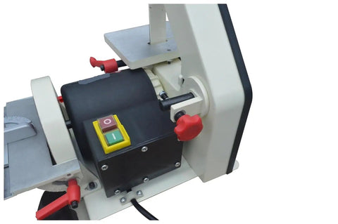 Mini Electric Belt And Disc Sander For Desktop Use Lightweight Portable Grinding Machine For Diy Woodworking Projects close-up of motor and controls