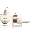 Front and side view of CHANCS DC 6V 5RPM plastic gear reducer motor with 18mm shaft for crystal magic ball light.