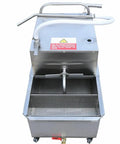 Workhorse 55 Liter Mobile Fryer Oil Filter Cart With Slick 550 Watt Pump corrosion resistant stainless steel grease strainer rig top view.
