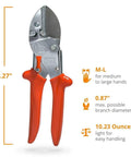 Heavy Duty Anvil Pruner For Gardening Beefy Hedge Trimmer And Pruning Shears Handheld Garden Tool With Long Lasting Carbon Steel Blade And Corrosion Resistant Coating Made In Germany, measuring 8.27 inches.