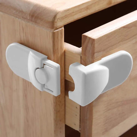 Baby Safety Lock For Cabinets Drawers And Fridge Stick On Adhesive Easy Install No Drill Needed Kid Proof ABS Durable