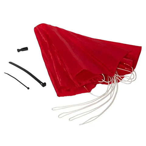 Screw On Water Rocket Fins With Parachute Kit for 2 Liter Bottles, red 24 inch ripstop parachute, includes zip ties and connectors