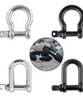 10 Pack Metal Bow Shackle 3/8 Inch 10mm Heavy Duty For Emergency Survival Gear Paracord Bracelets, silver and black.