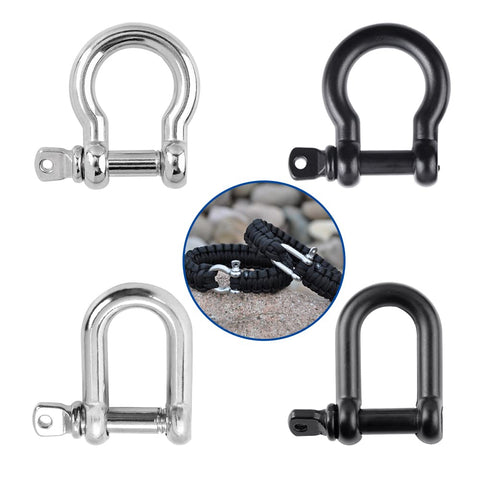 10 Pack Metal Bow Shackle 3/8 Inch 10mm Heavy Duty For Emergency Survival Gear Paracord Bracelets, silver and black.