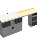 Top Shelf Workhorse Gray Steel Workbench Module For Tight Garages And Active Job Sites Compact Industrial Workstation With Toughened Surface and Low Maintenance Build featuring drawers and a sturdy work surface.