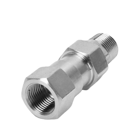 The Real Deal Heavy Duty Stainless Steel Hydraulic Hose Fittings Three Eighth Inch NPT Female To Male Swivel Adapter With Rotating Joint Stops Kinking No Sweat Flexibility For Plumbing Projects Or Auto Repair Work And DIY Enthusiasts. stainless steel swivel fitting