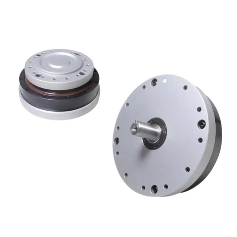 High Precision Harmonic Drive Gearbox Featuring Near Zero Backlash For Rock Solid Cnc Machines And Heavy Duty Robots Boasting A Smooth 120 To 1 Ratio Plus Reinforced Input Shaft Design, showcasing the gearbox from multiple angles.