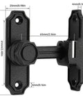 90/180 Degree Flip Barn Door Lock Security Latch for Sliding Doors and Cabinets, Matte Black Finish, side view with dimensions