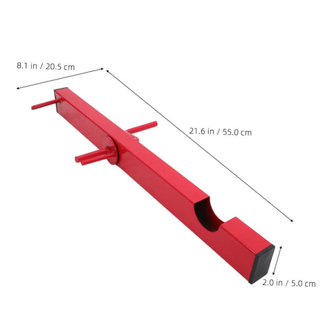 Manual Strap Winder For Trucks, Hand Crank Cargo Belt Winder Tool shown with dimensions in red steel material.