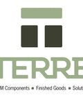 Terre logo with light green wordmark and dark green blocks; includes OEM Components, Finished Goods, Solutions.
