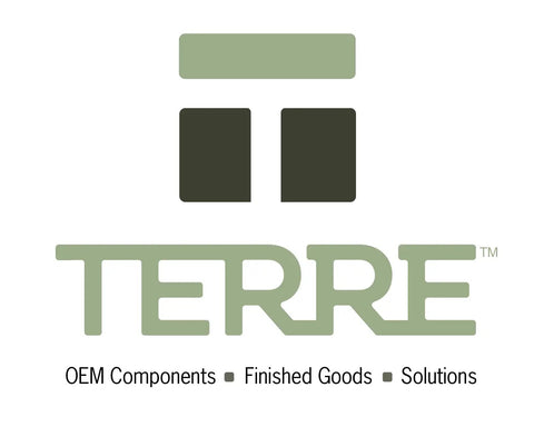 Green and black Terre logo with text: OEM Components, Finished Goods, Solutions.