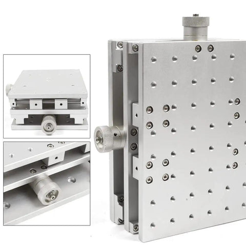 Rock Solid 2 Axis Work Table for Precision Marking and Alignment, 2D Slide Bench with Handwheel, aluminum platform
