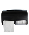 Two Roll Wall Mount Toilet Paper Dispenser With Locking Cover For Home Or Office Use, Black Dual Roll Holder showing two rolls