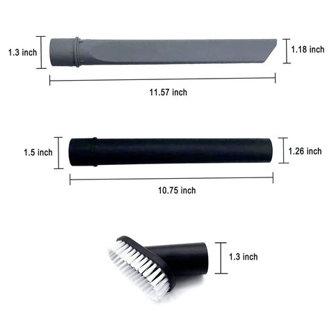 Vacuum Attachment Kit With Crevice Tool Wand And Dust Brush For Crosswave Pet Models measurements displayed