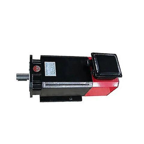 Top Shelf 2 Point 2 Kilowatt Ac Servo Spindle Motor For Cnc Routers And 3D Printers side view with metal casing and attached connector.
