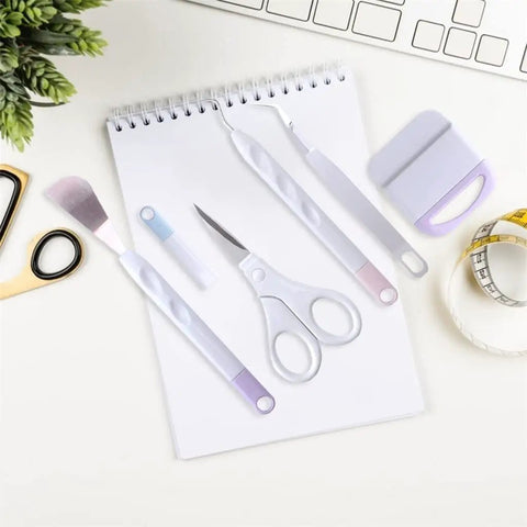 Vinyl Weeding Tools Set for Crafting and Diy Projects, Precise Hook, Weeder, Scissors, Punch Carving Kit on notepad