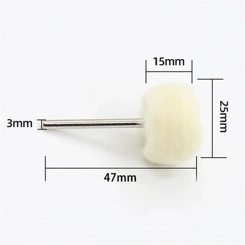 Wool Felt Mini Polishing Brush Wheel Set 60 Pieces 3 Millimeter Shaft Heads For Car Detailing Rotary Tools Drills And Pneumatic Polishers