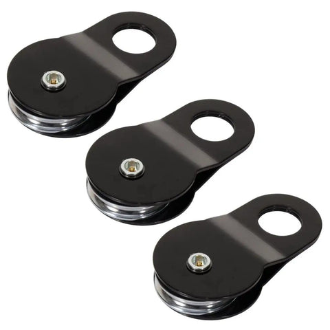 Heavy Duty Recovery Winch Snatch Block Pulley Set, 20,000 Pound Capacity, Universal 3 Block Kit, black steel, off-road rigs