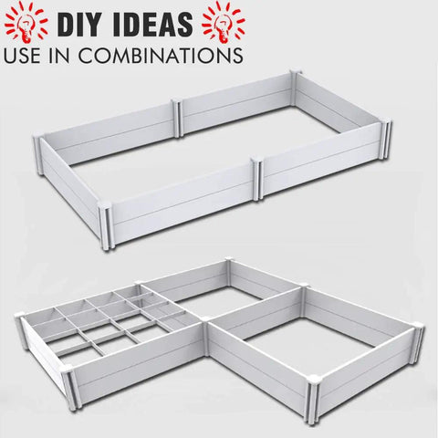 White Vinyl Raised Garden Bed Kit 4x4 Outdoor Above Ground Planter Box For Growing Vegetables, Flowers And Herbs