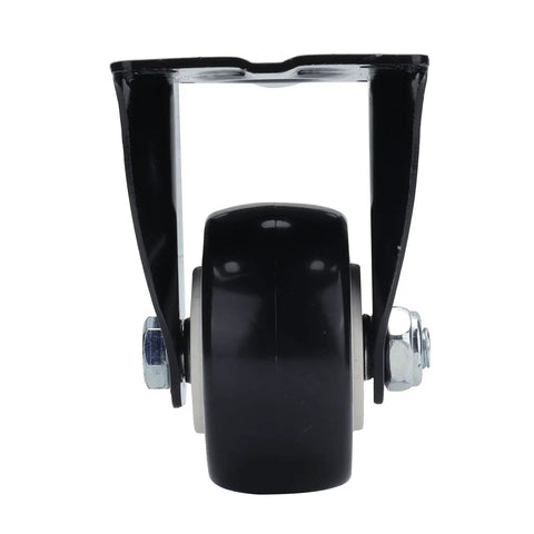 Jauarta Polyester Casters 63mm Heavy Duty Wheels front view showing black polypropylene wheel and stainless steel bracket.