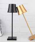Rechargeable Cordless LED Table Lamp With 5200mAh Battery, All Aluminum Body, IP54 Waterproof, Warm Light, Black and Gold