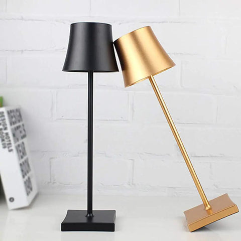 Rechargeable Cordless LED Table Lamp With 5200mAh Battery, All Aluminum Body, IP54 Waterproof, Warm Light, Black and Gold