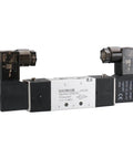 Workhorse Pneumatic Solenoid Air Valve 4V120-06 DC 24V 5 Way 2 Position Internally Piloted, front view with 1/8 inch thread