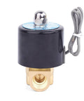 Three Eighths Inch NPT Brass Electric Solenoid Valve DC12V Normally Closed For Water Air Diesel, two way brass body, top view