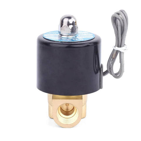 Three Eighths Inch NPT Brass Electric Solenoid Valve DC12V Normally Closed For Water Air Diesel, two way brass body, top view