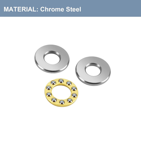 HiPicco thrust ball bearing set: two chrome steel washers and one gold ball bearing (8x19x7 mm)