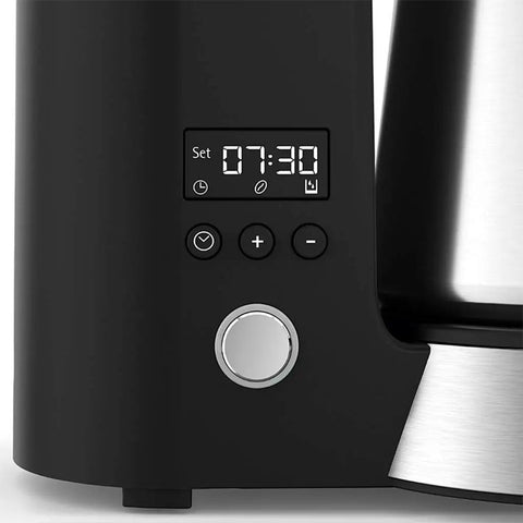 Control panel close-up of Fully Automatic Bean To Cup Coffee Maker With Integrated Milk Steam Wand with timer settings.